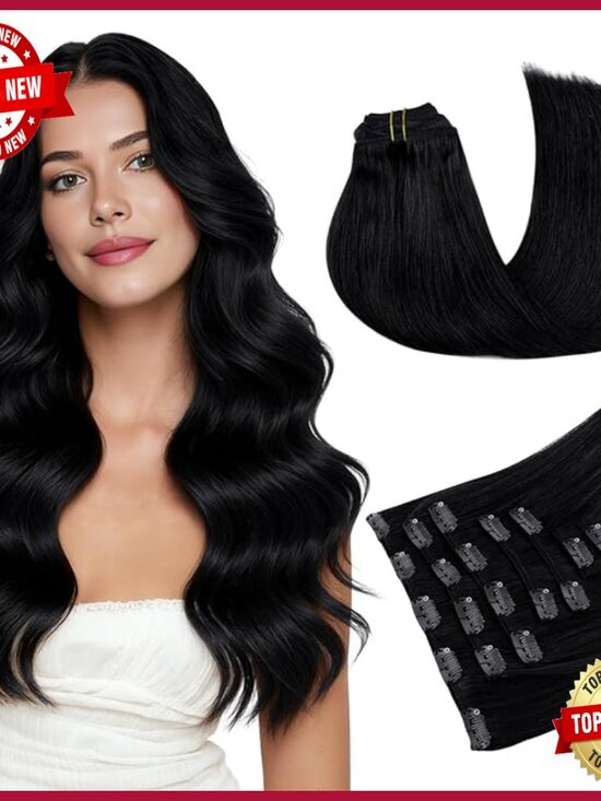 18 Inch Clip In Human Hair Extensions 7 Piece Set 120g Double Weft